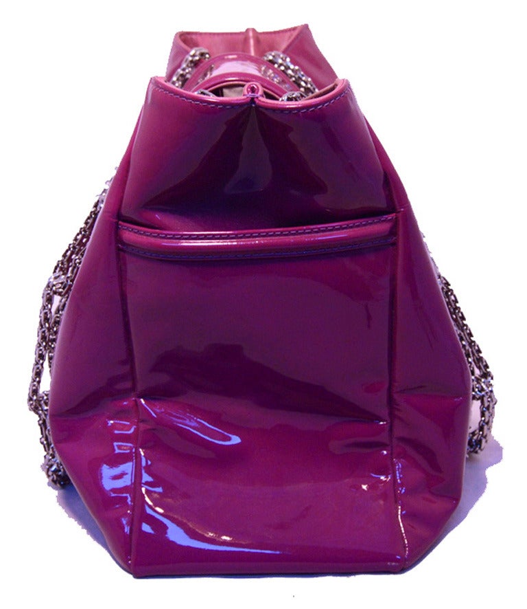 Chanel Purple Patent Leather Shoulder Bag Tote 1