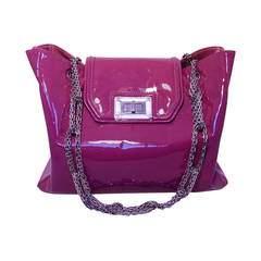 Chanel Purple Patent Leather Shoulder Bag Tote