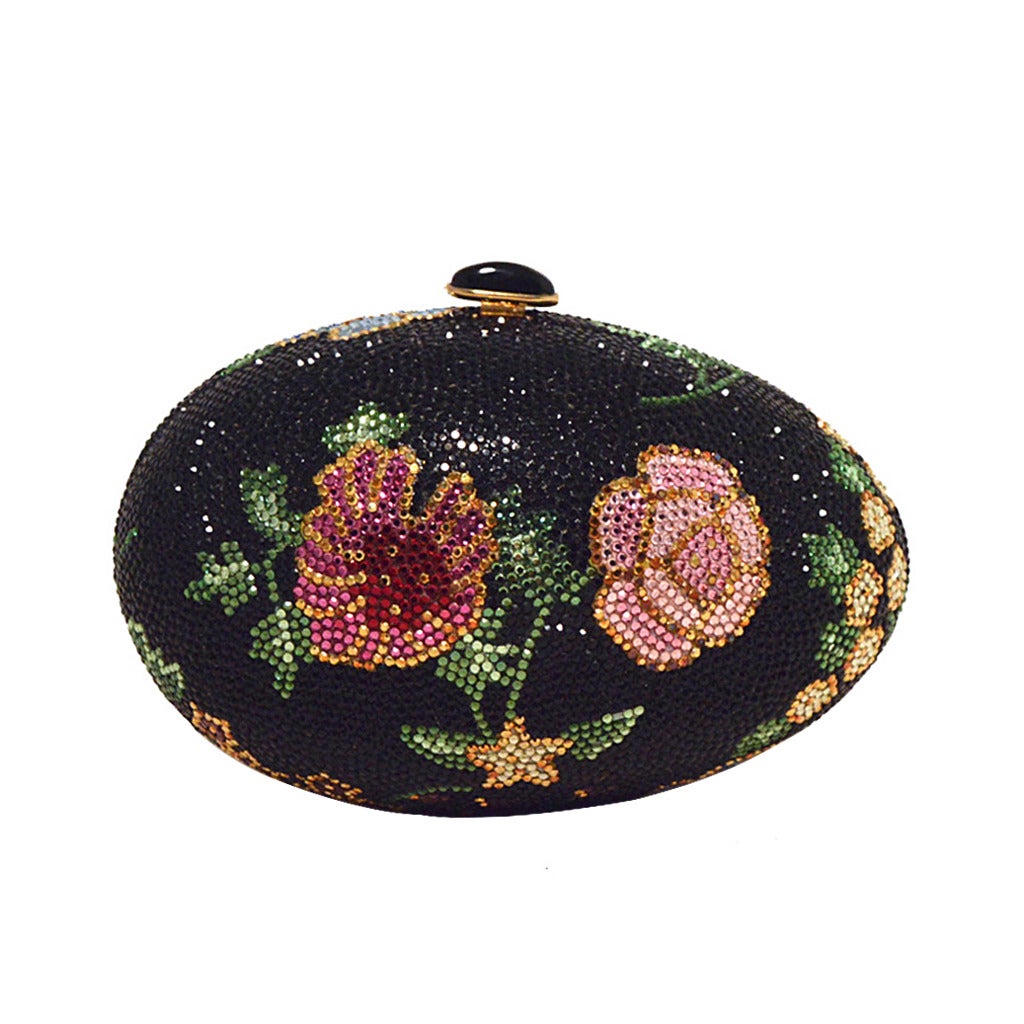 Judith Leiber Swarovski Crystal Floral Faberge Egg Minaudiere