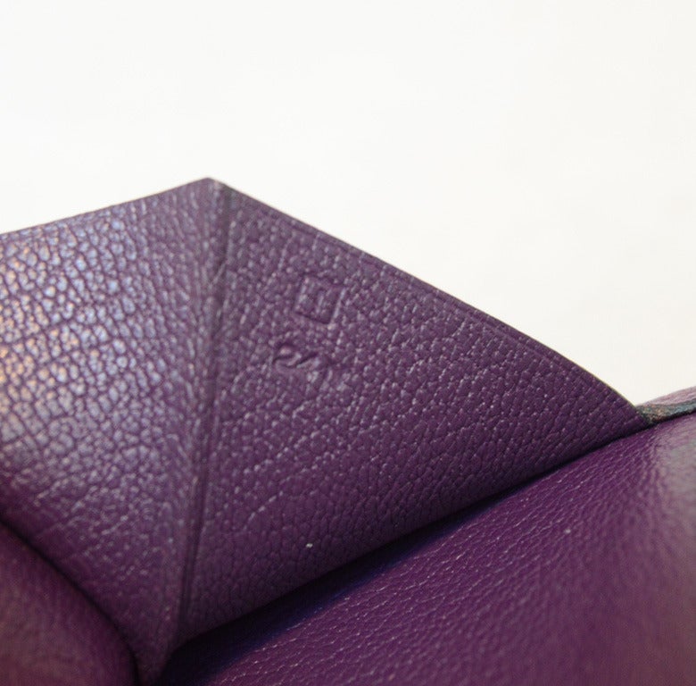 Hermes RARE Purple Ostrich Leather Wallet In Excellent Condition In Philadelphia, PA