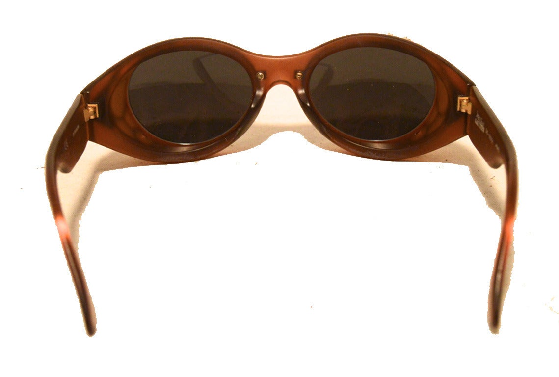 Women's or Men's Jean Paul Gaultier Vintage Brown & Gold 1990s Sunglasses