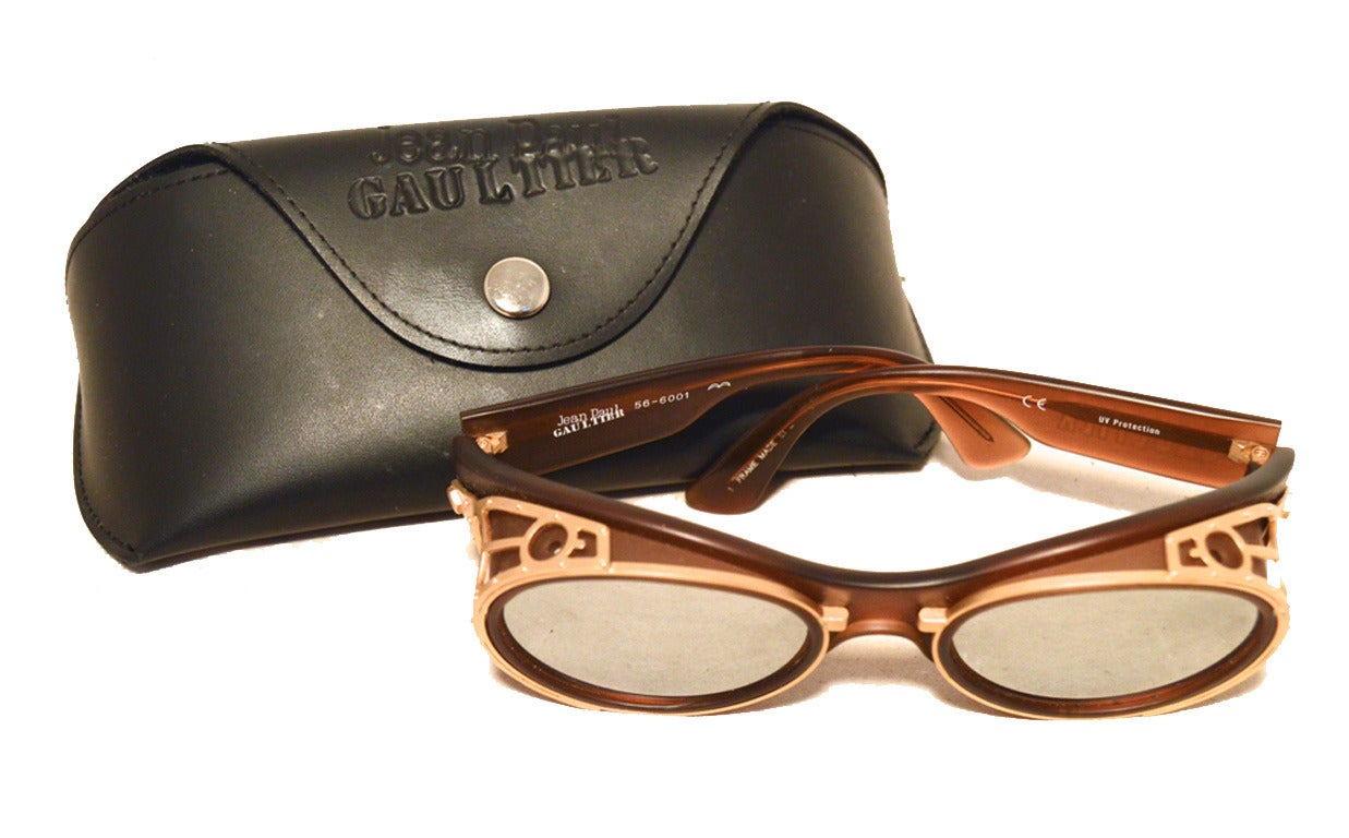 Jean Paul Gaultier Vintage Brown & Gold 1990s Sunglasses 2