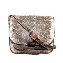 Trussardi Grey & White Ring Lizard Messenger Shoulder Bag 10