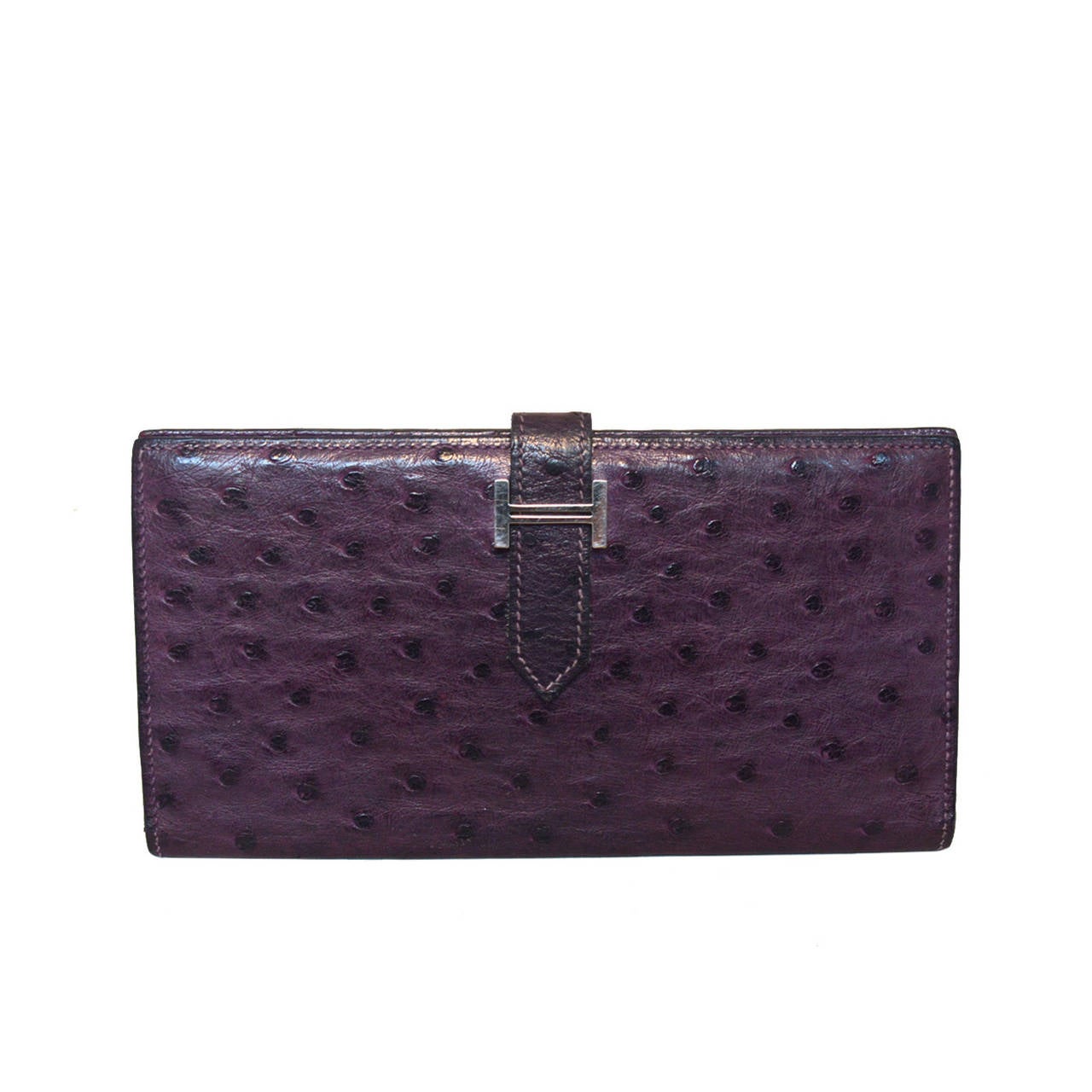 Hermes RARE Purple Ostrich Leather Wallet