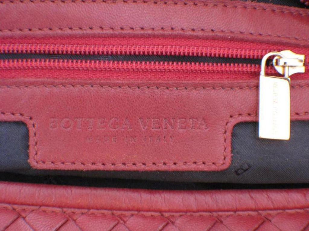 Bottega Veneta Classic Red Woven Lambskin Leather Shoulder Bag 1