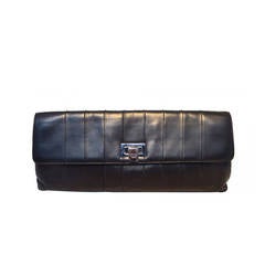 Chanel Black Pleated Lambskin Leather Clutch 12