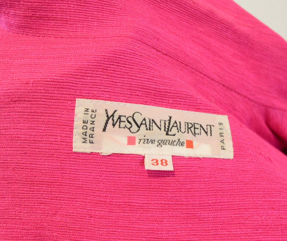 Yves Saint Laurent Vintage Pink Silk and Linen Faille Jacket For Sale ...