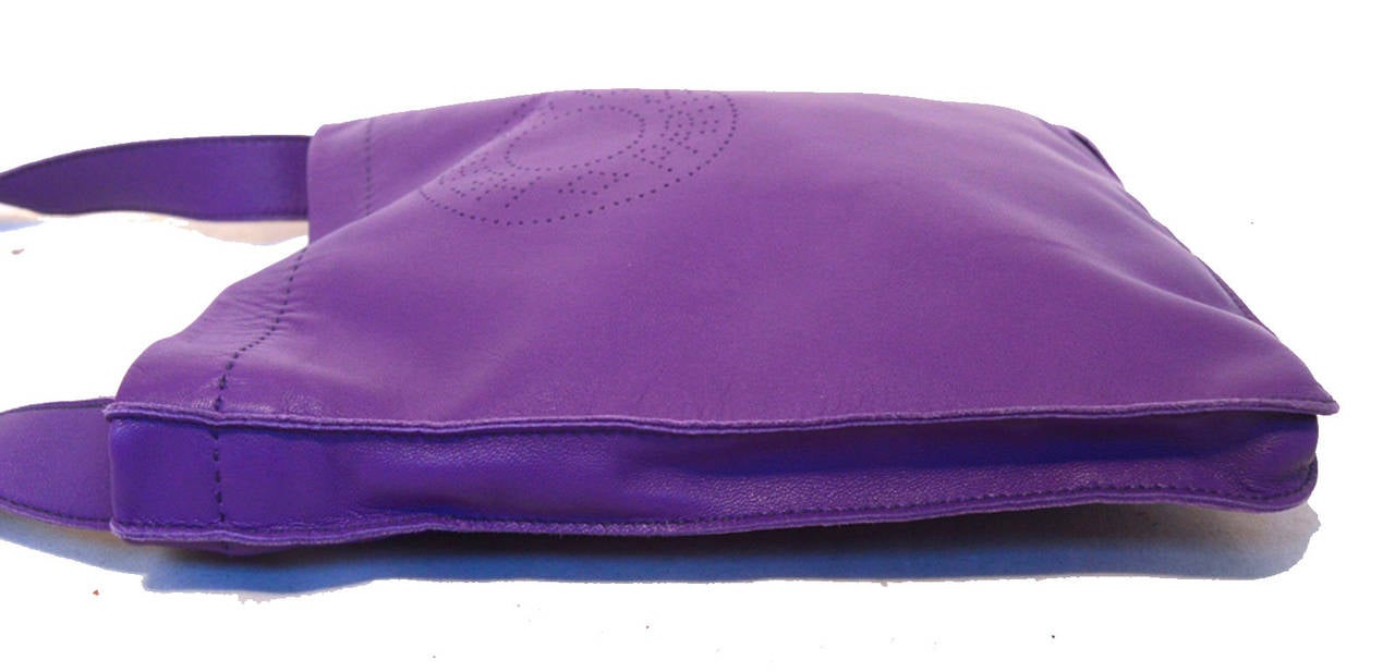 Hermes Purple Calfskin Pouchette Clou de Selle NWOT 2