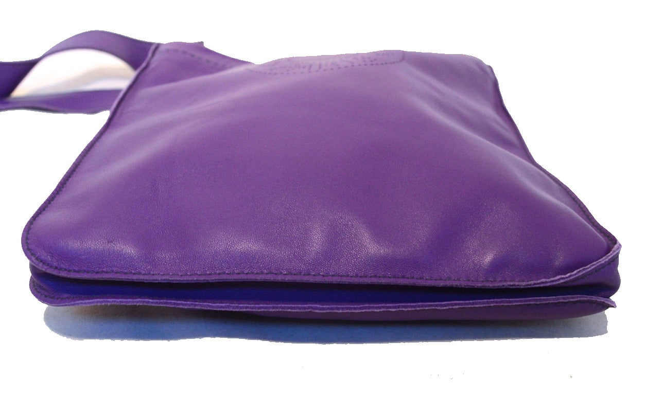 Hermes Purple Calfskin Pouchette Clou de Selle NWOT 1