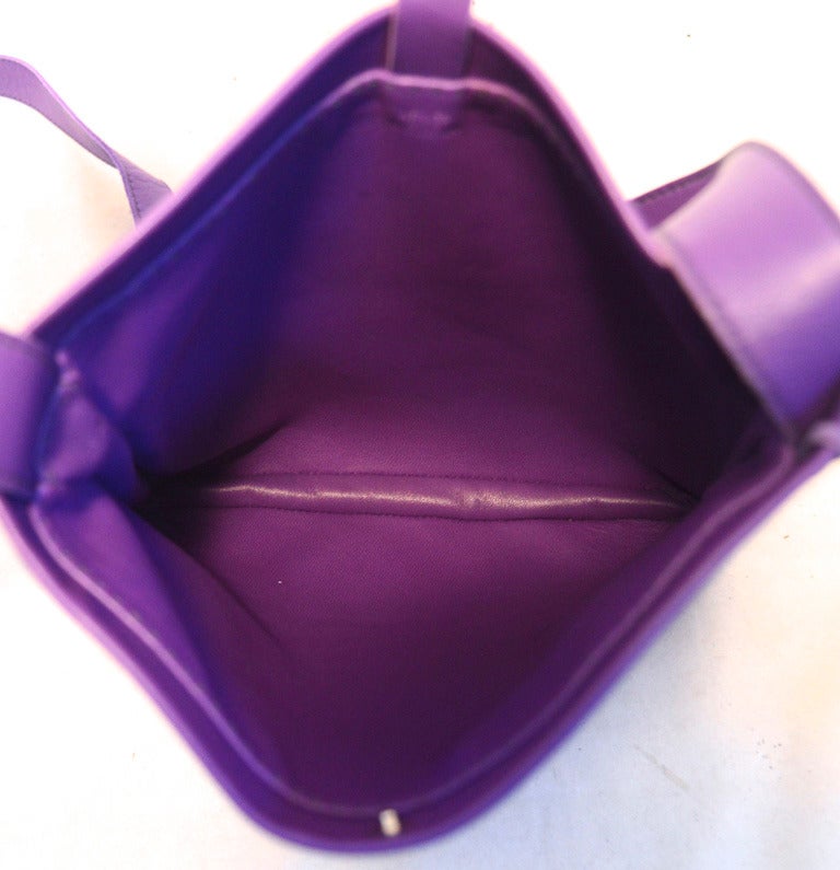 Women's Hermes Purple Calfskin Pouchette Clou de Selle NWOT