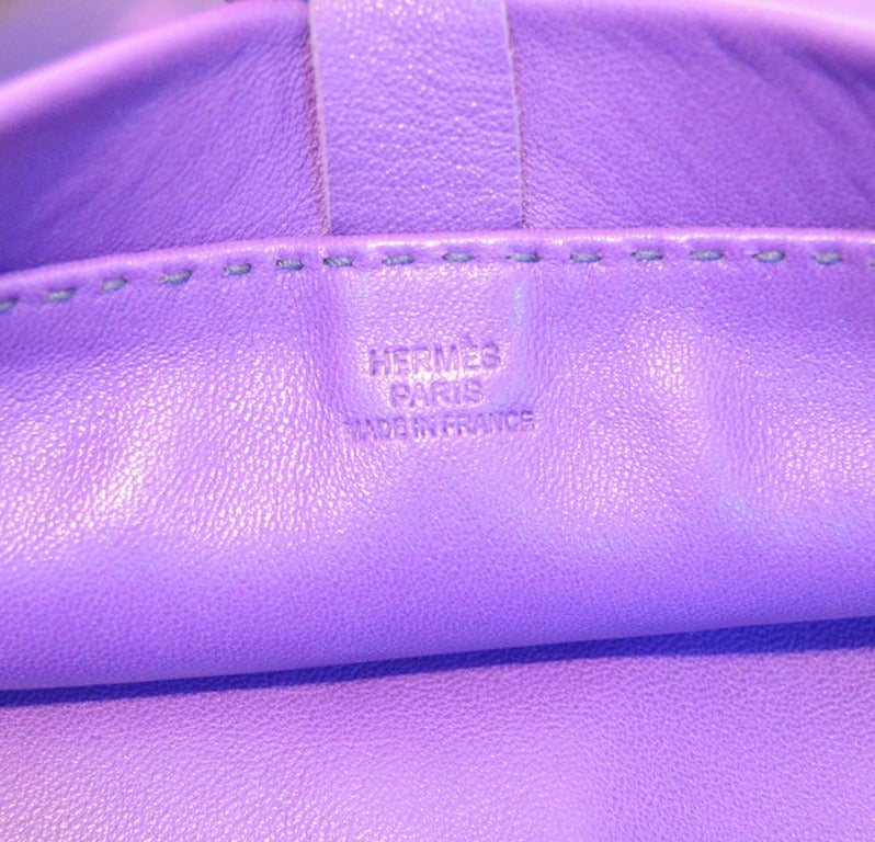 Hermes Purple Calfskin Pouchette Clou de Selle NWOT 3