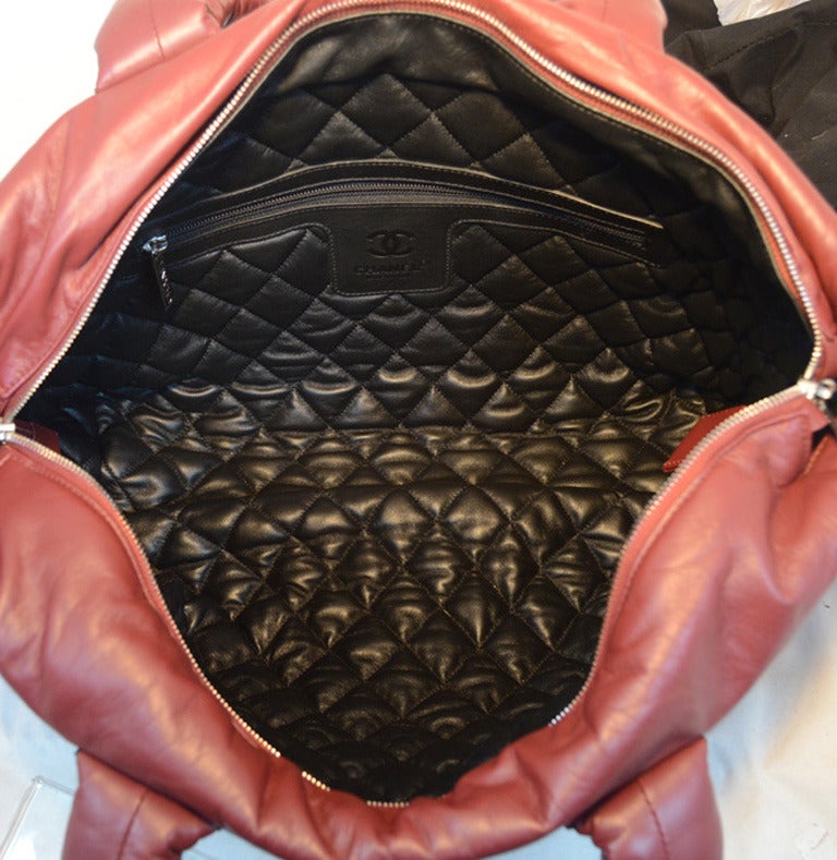 Chanel Burgundy Leather Cocoon Tote In Excellent Condition In Philadelphia, PA