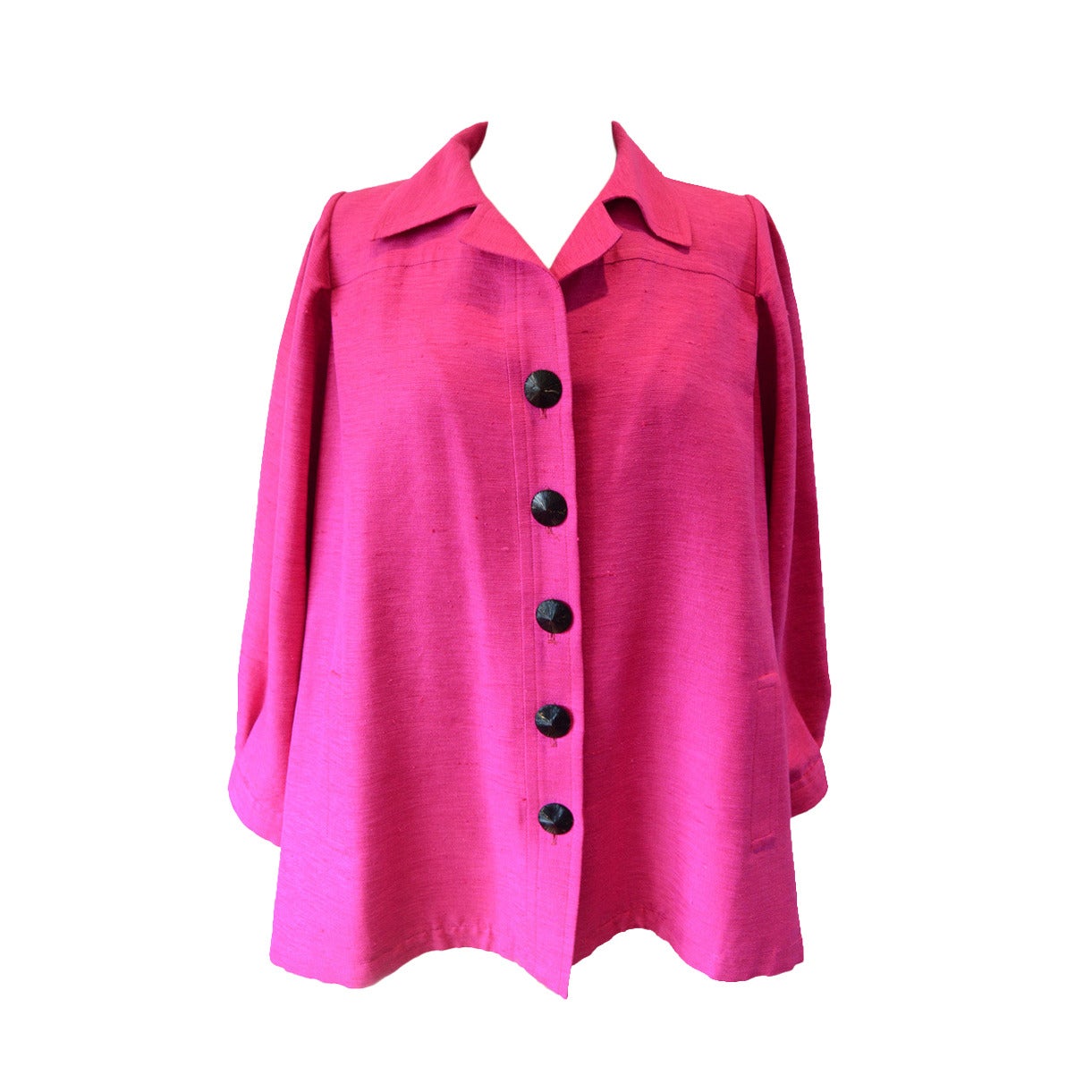 Yves Saint Laurent Vintage Pink Silk and Linen Faille Jacket For Sale