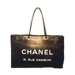 Chanel Black Leather Rue Cambon Shopping Bag Tote
