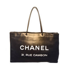 Chanel Black Leather Rue Cambon Shopping Bag Tote 6