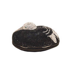 Judith Leiber Black and Silver Swarovski Crystal Sitting Duck Minaudiere