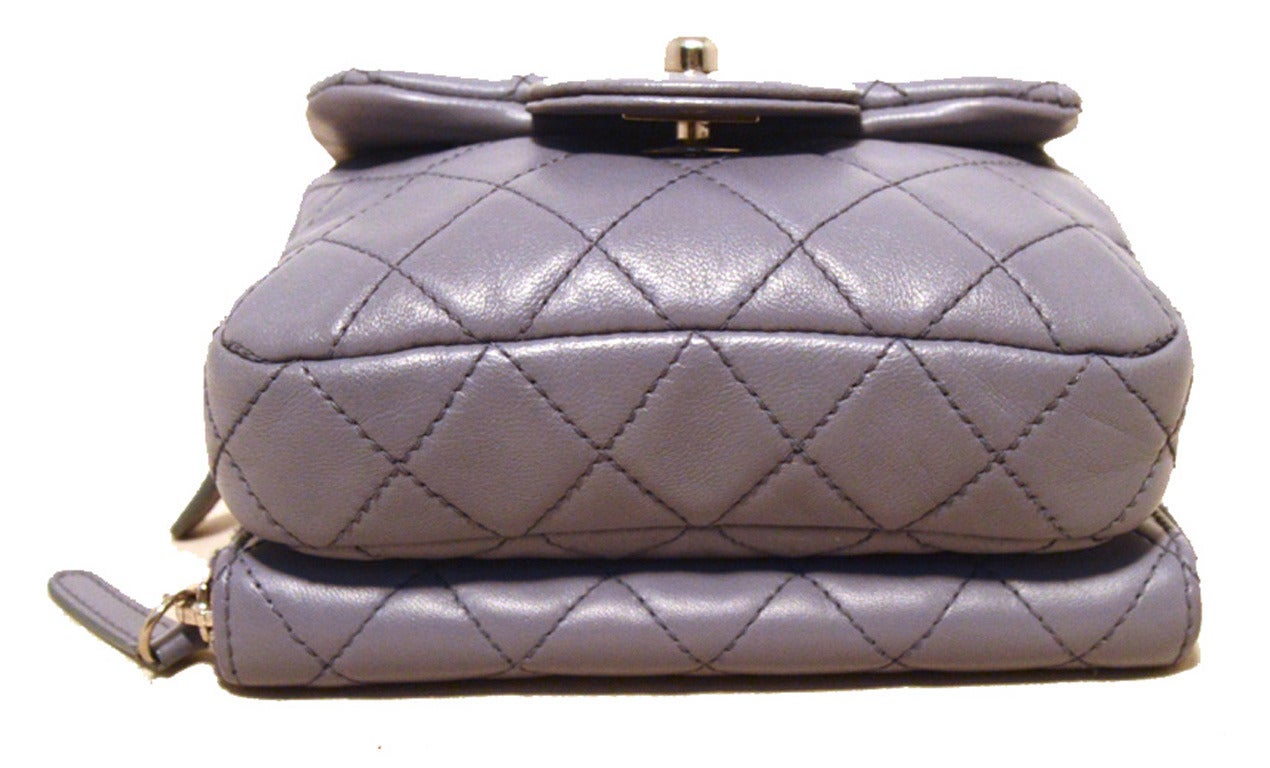 Chanel Lilac Leather Wallet On A Chain Woc In Excellent Condition In Philadelphia, PA