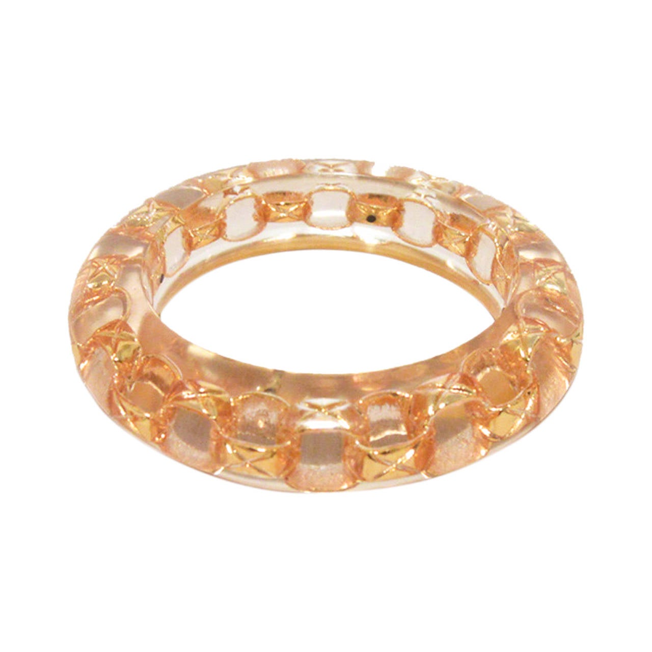 Chanel Clear Acrylic and Gold Chain Bangle Bracelet