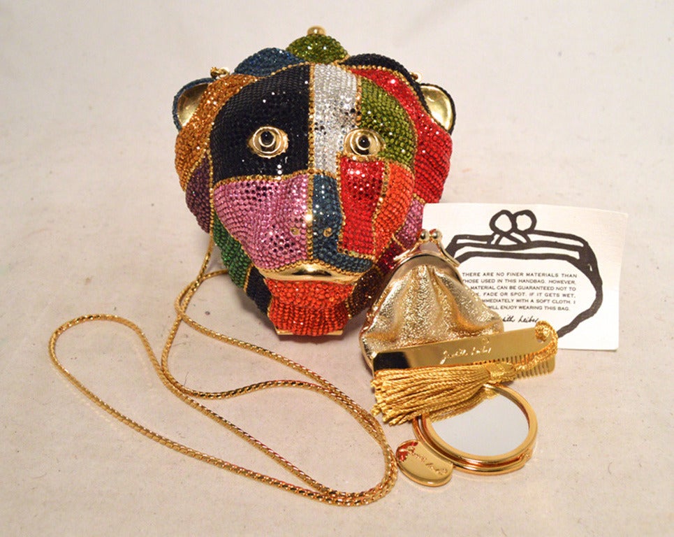 Judith Leiber Swarovski Crystal Multicolored Lion's Head Minaudiere 3