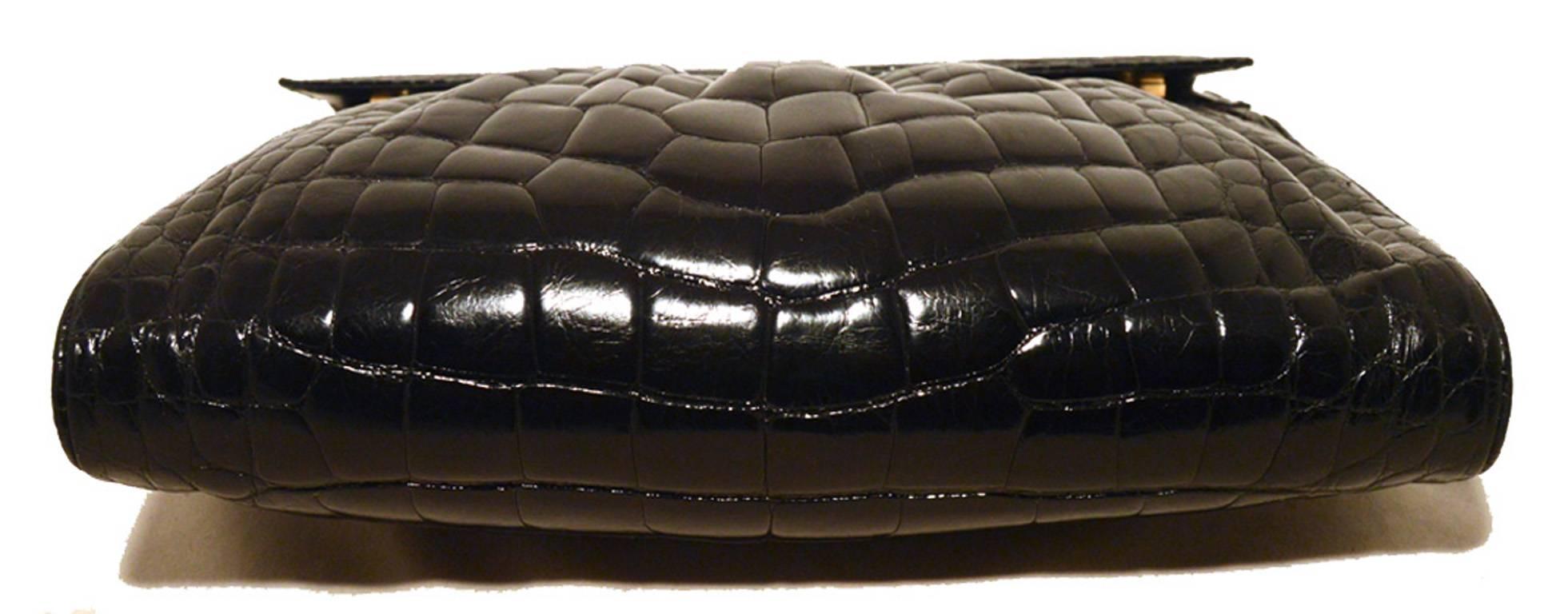 Gucci Vintage Black Alligator Convertible Shoulder Bag 3