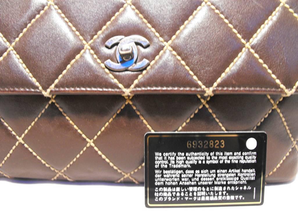 Chanel Brown Leather Maxi Flap Topstitch Classic Shoulder Bag 1