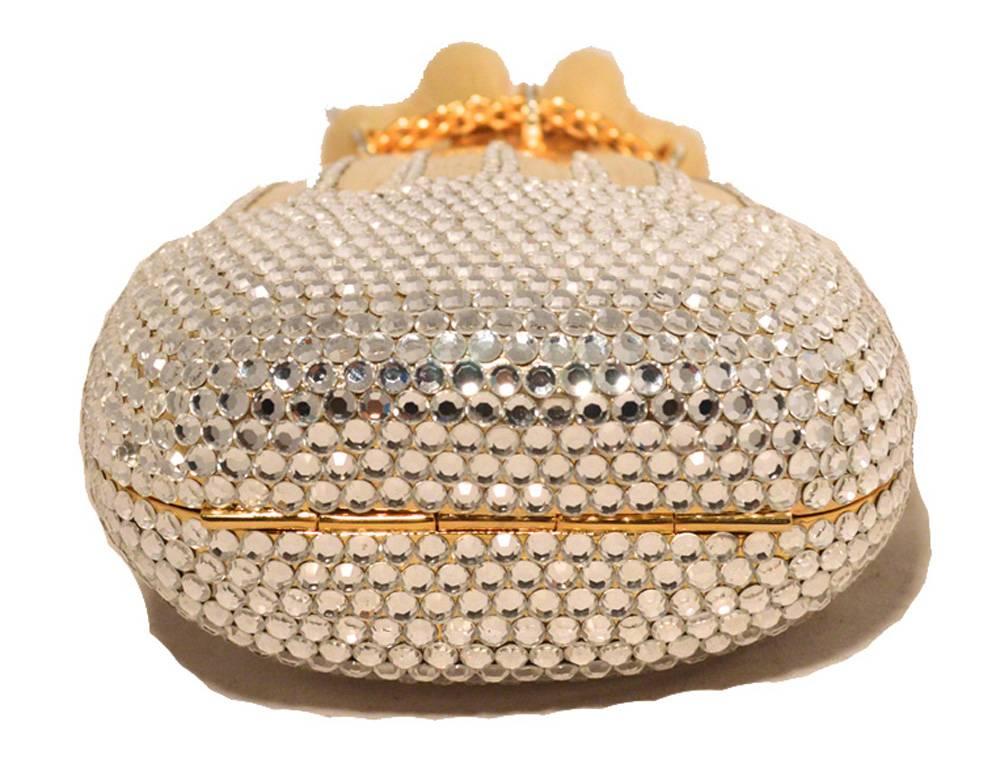 Women's Judith Leiber Gold and Clear Swarovski Crystal Beggars Minaudiere