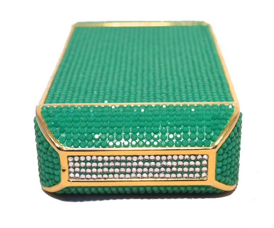 Judith Leiber Swarovski Crystal Green Minaudiere In Excellent Condition In Philadelphia, PA