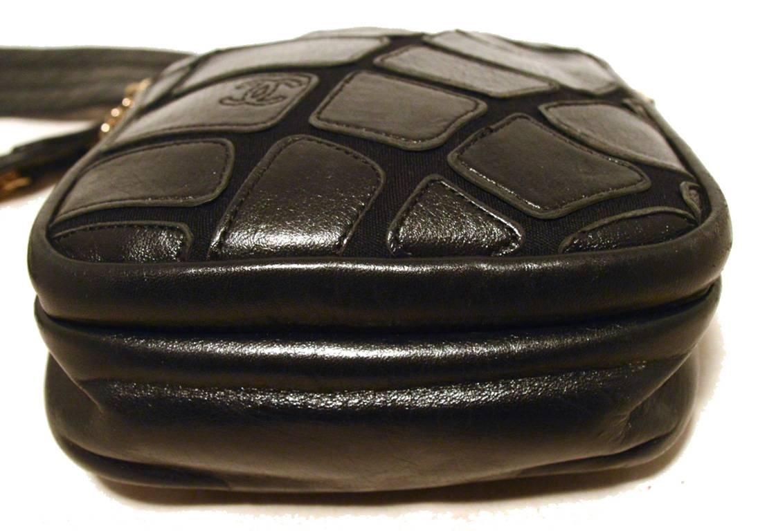 Chanel Black Leather Patchwork Zip up Crossbody Shoulder Bag 2