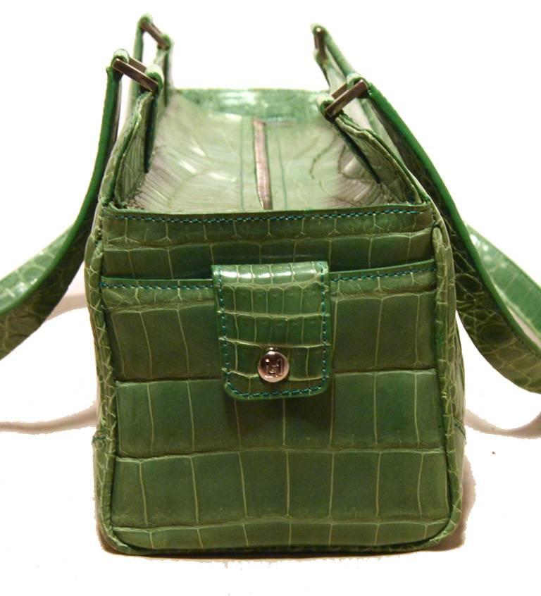 Gray RARE Lambertson Truex Green Crocodile Handbag