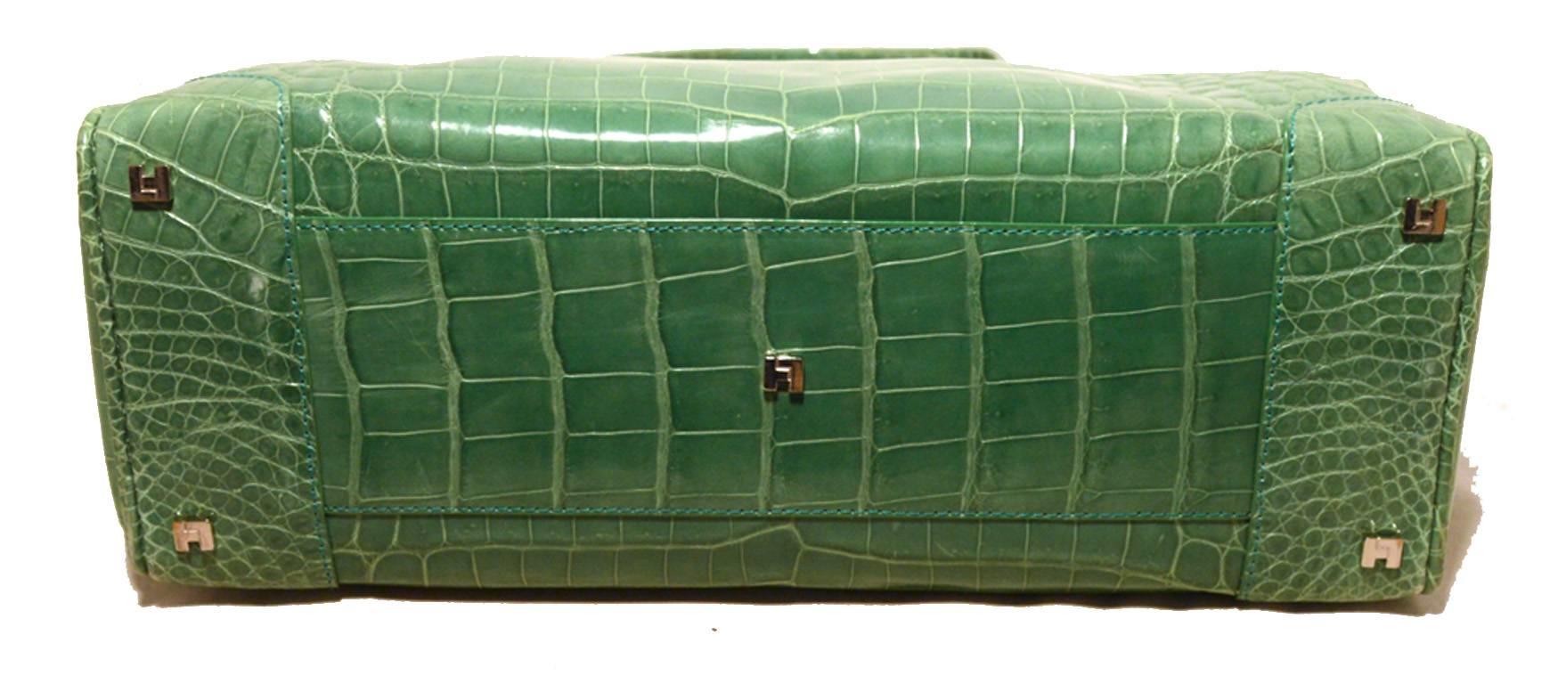 Women's RARE Lambertson Truex Green Crocodile Handbag