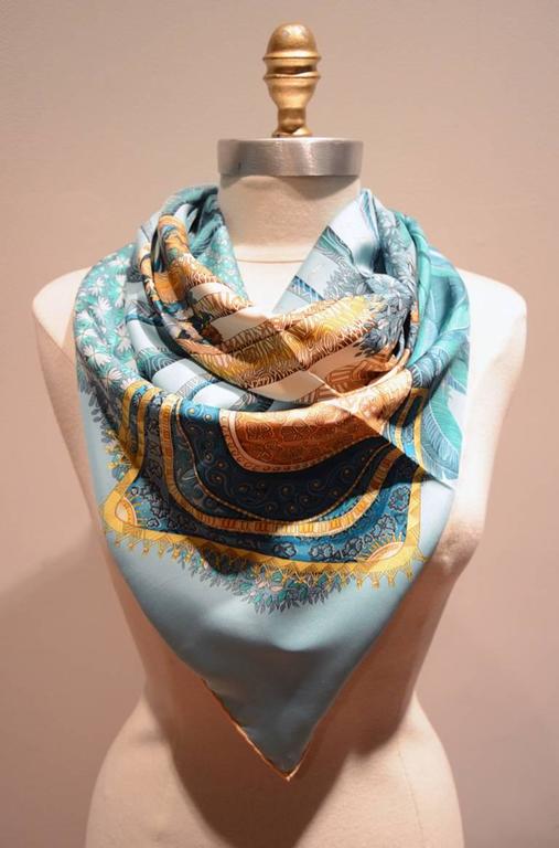 RARE Hermes Ombres et Lumieres Silk Scarf in Blue at 1stDibs