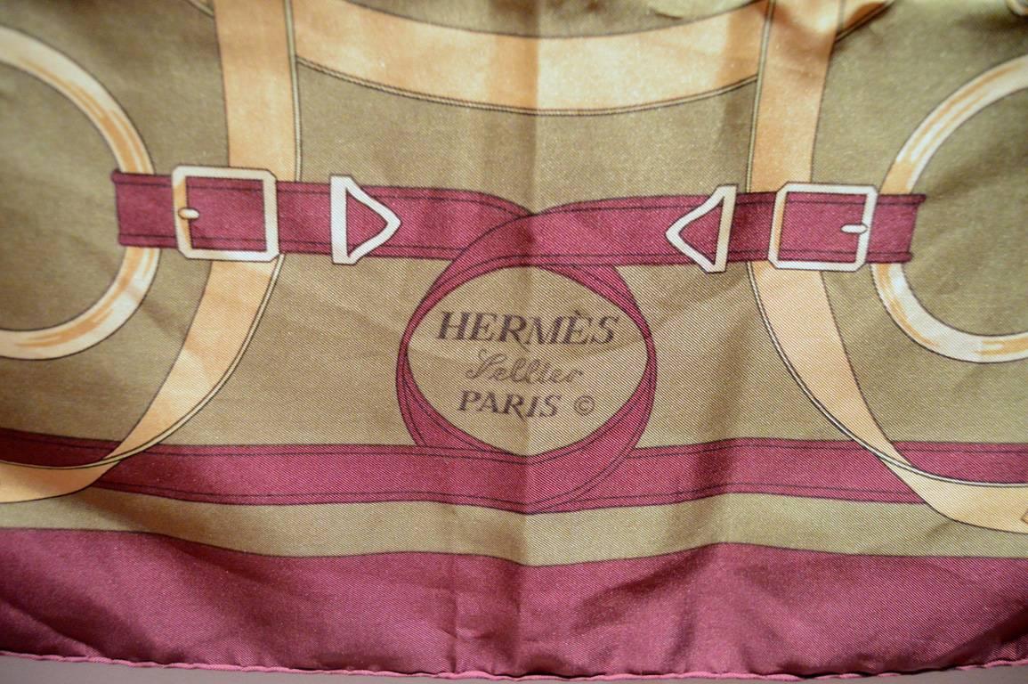 Hermes Vintage Eperon d'Or Silk Scarf in Maroon-RARE COLORWAY 2