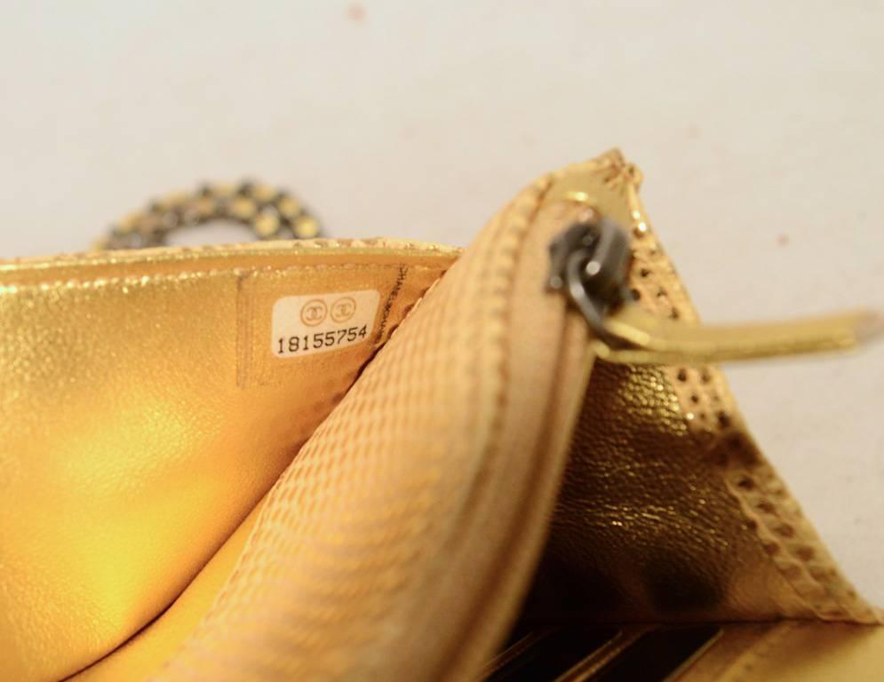 Women's Chanel Gold Lizard WOC Wallet on a Chain Classic Flap