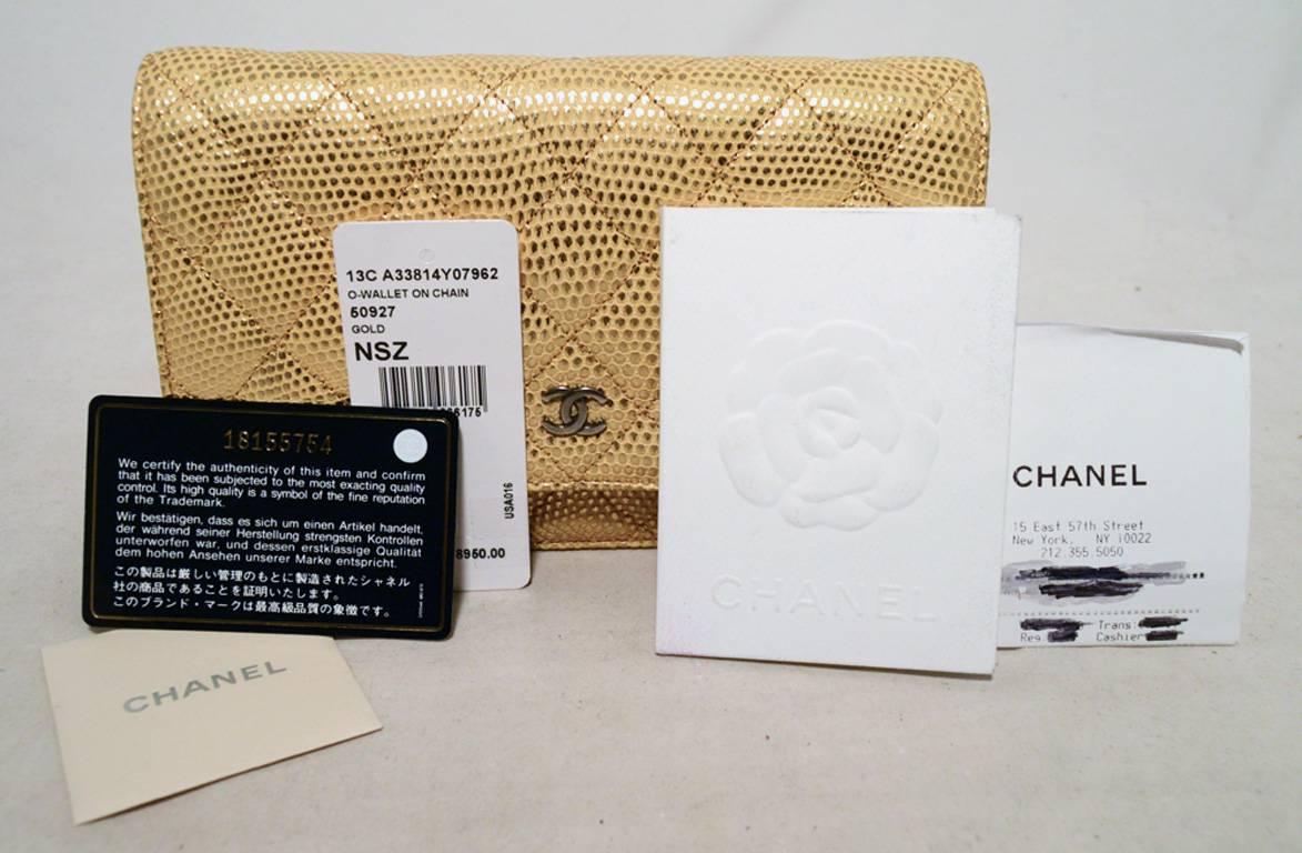 Chanel Gold Lizard WOC Wallet on a Chain Classic Flap 1