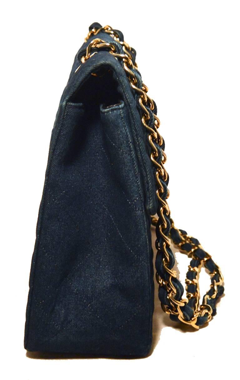 Women's Chanel Quilted Denim Maxi Flap Shoulder Bag