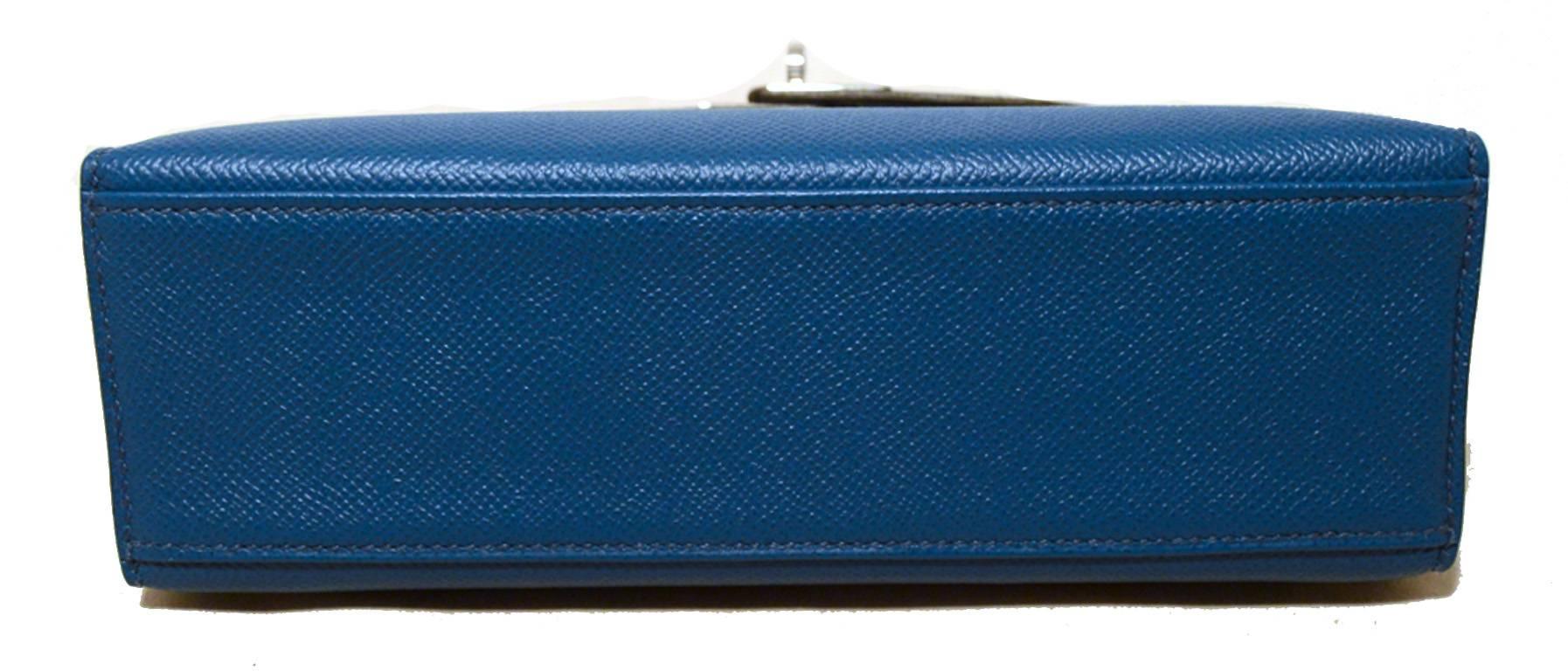Women's Stunning Hermes Blue Izmir Epsom Leather Kelly Pochette