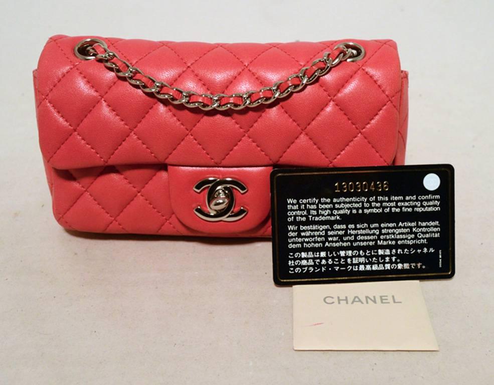Chanel Dark Pink Quilted Classic Extra Mini Flap Shoulder Bag In Excellent Condition In Philadelphia, PA