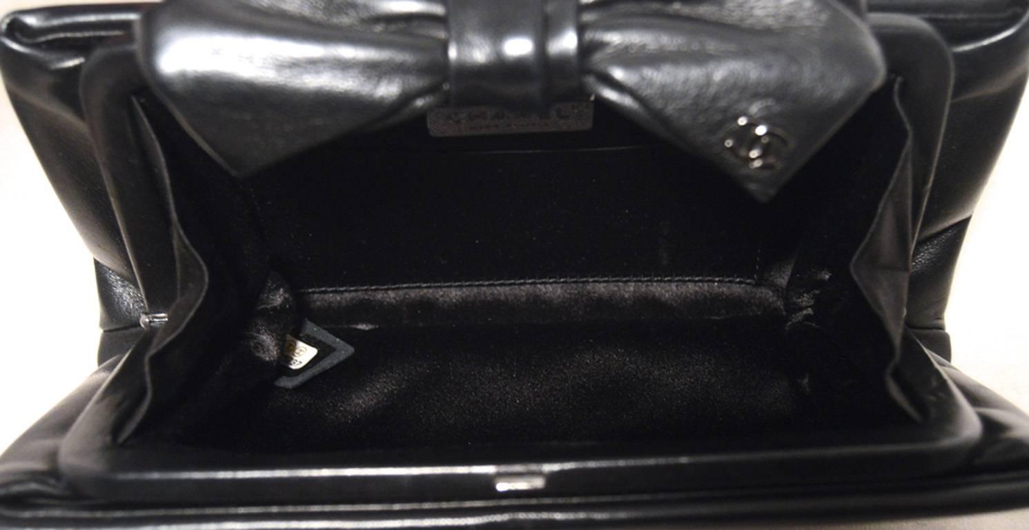 Chanel Black Lambskin Bow Top Clutch  1