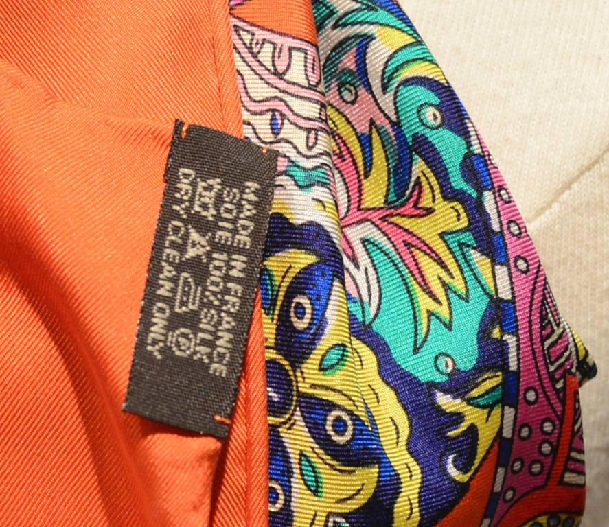 Women's Hermes Le Songe de la Licorne Silk Scarf in Orange