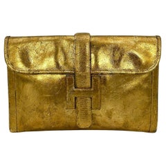 Vintage Hermes Gold Foil Jige Pm Clutch