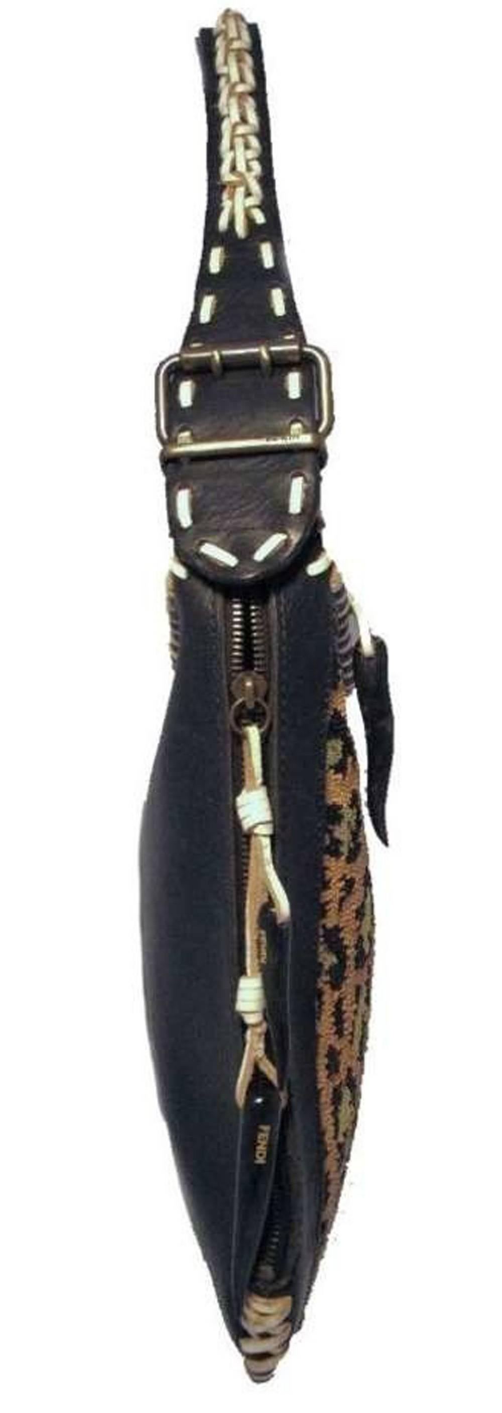 Fendi Beaded Safari Shoulder Bag In Excellent Condition For Sale In Philadelphia, PA