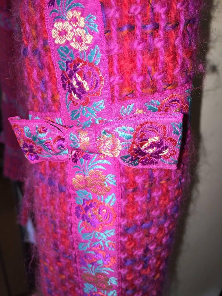 Kenzo Woven Wool Multicolored Ribbon Trim Cropped Blazer Jacket 1