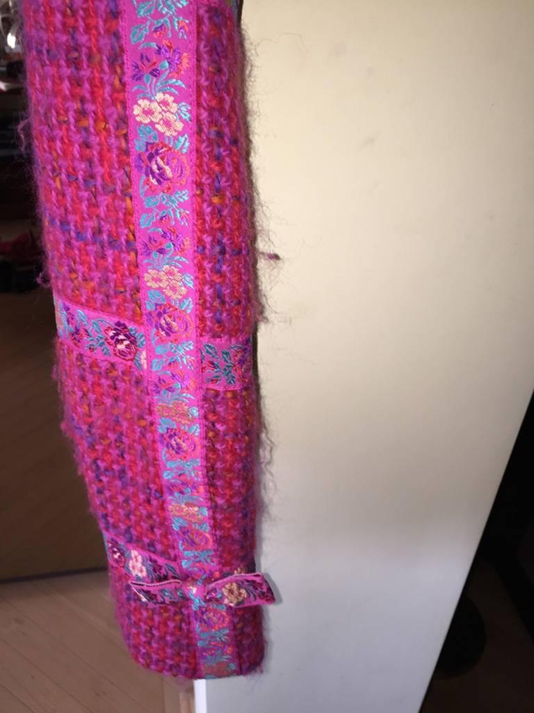 Purple Kenzo Woven Wool Multicolored Ribbon Trim Cropped Blazer Jacket
