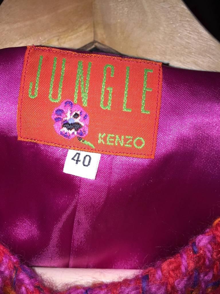 Kenzo Woven Wool Multicolored Ribbon Trim Cropped Blazer Jacket In Excellent Condition In Philadelphia, PA