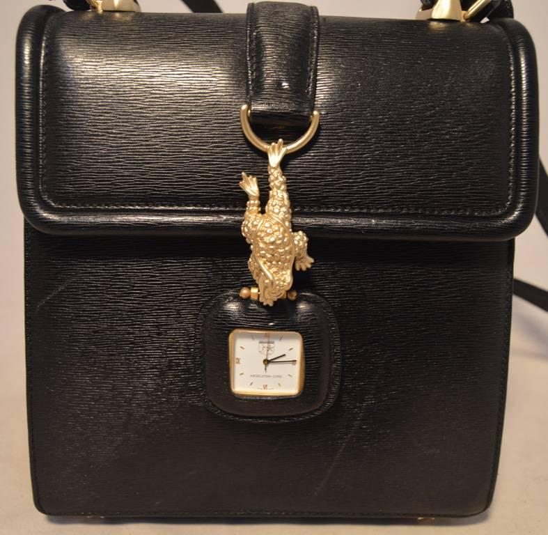 Barry Kieselstein-Cord Schwarze Leder-Uhrenhandtasche 3