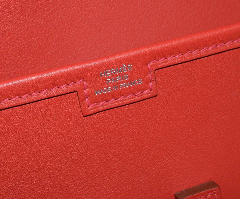 Women's Stunning Hermes Red Jige Swift Leather Clutch