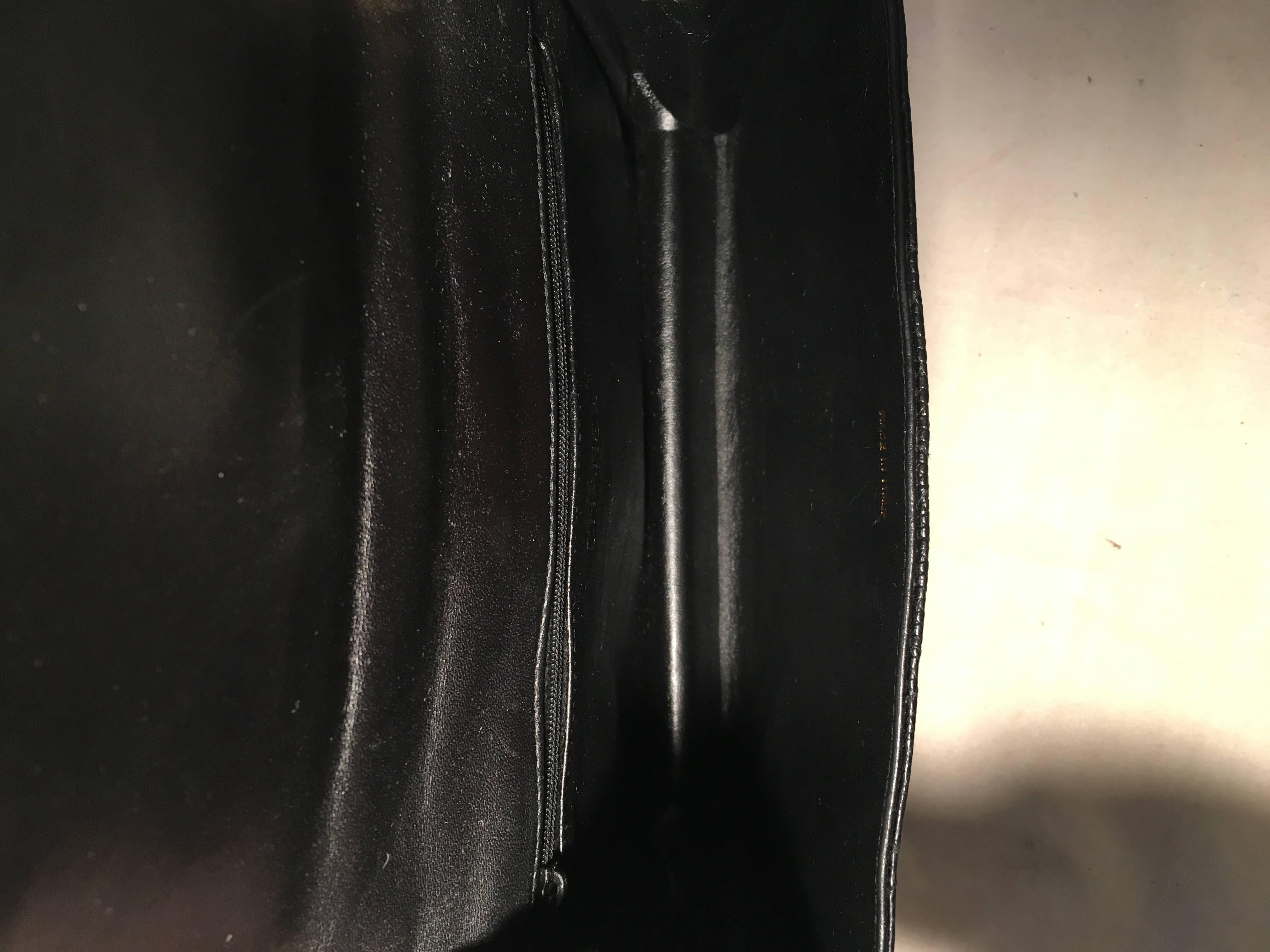 Chanel Vintage Black Lizard Leather Side Tassel Shoulder Bag  2