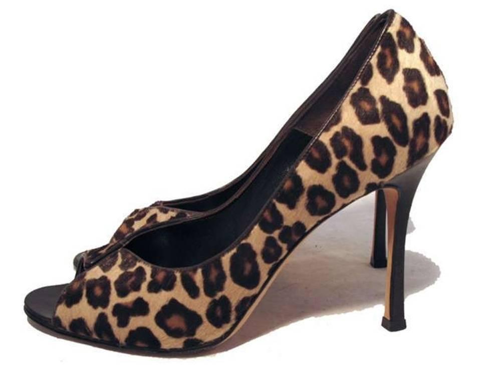 leopard print peep toe heels