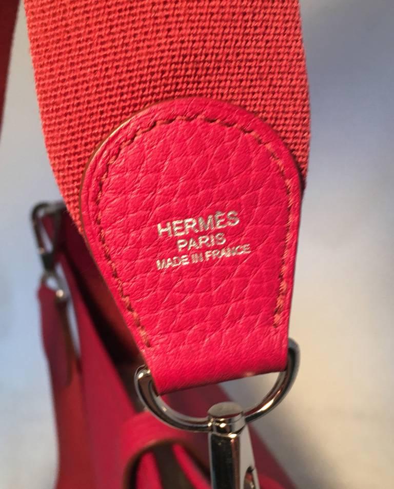 RARE Hermes Cherry Clemence Leather Evelyn PM Shoulder Bag 2