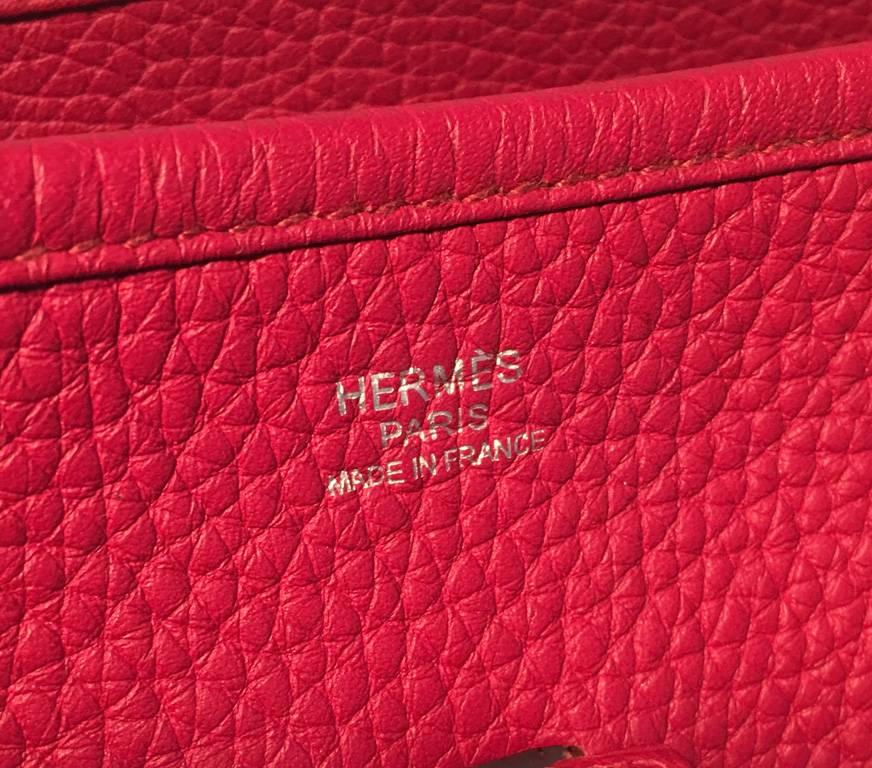 RARE Hermes Cherry Clemence Leather Evelyn PM Shoulder Bag 3
